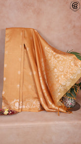 Tangerine Orange Floral Zari Weaved Semi Tussar Silk Saree